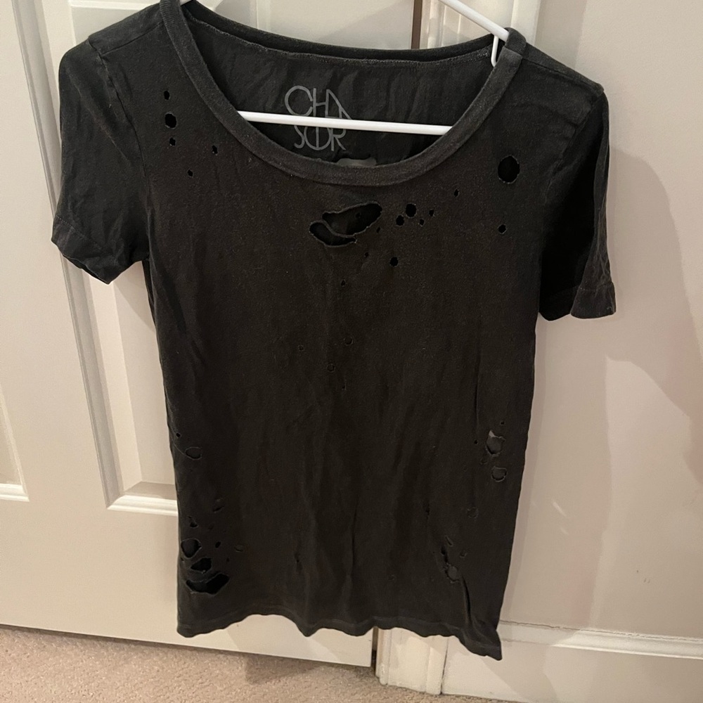 Chaser Dark Grey Distressed Tshirt